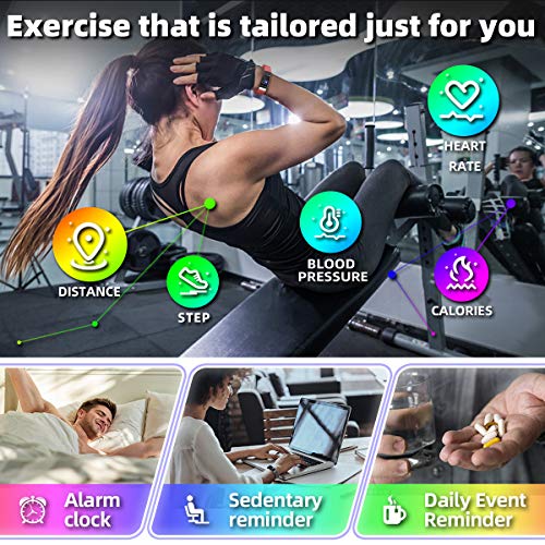 Mgaolo Fitness Tracker with Blood Oxygen SpO2 Blood Pressure Heart Rate Sleep Monitor for Men Women,IP68 Waterproof Activity Tracker HRV Pedometer Health Smart Watch for Fitbit Android iPhone Black