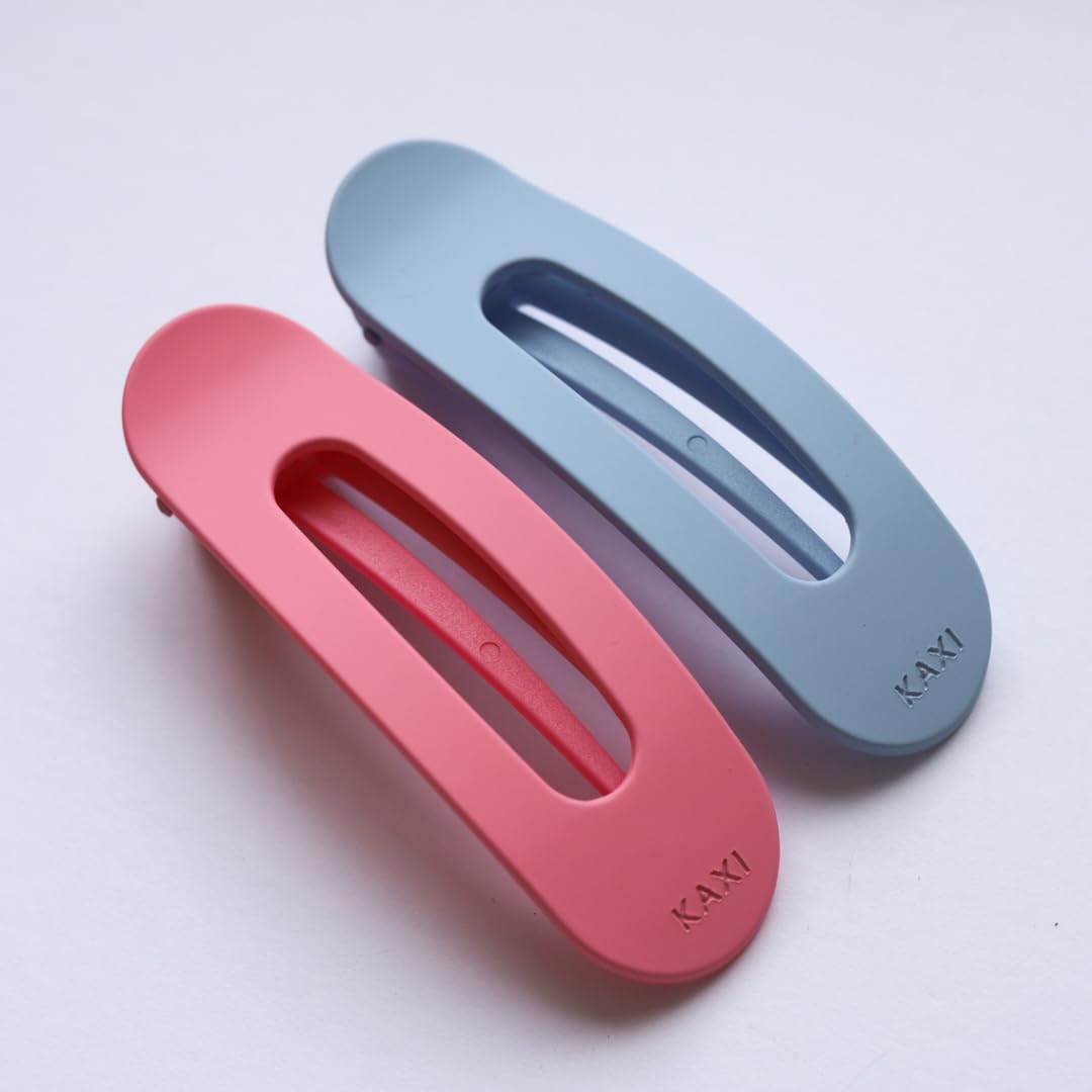 KAXI Lay Down Hair Claw, Perfect for Thick & Thin Hair, Strong Clip Teeth, 2-Pack (Baby Blue & Light Pink)