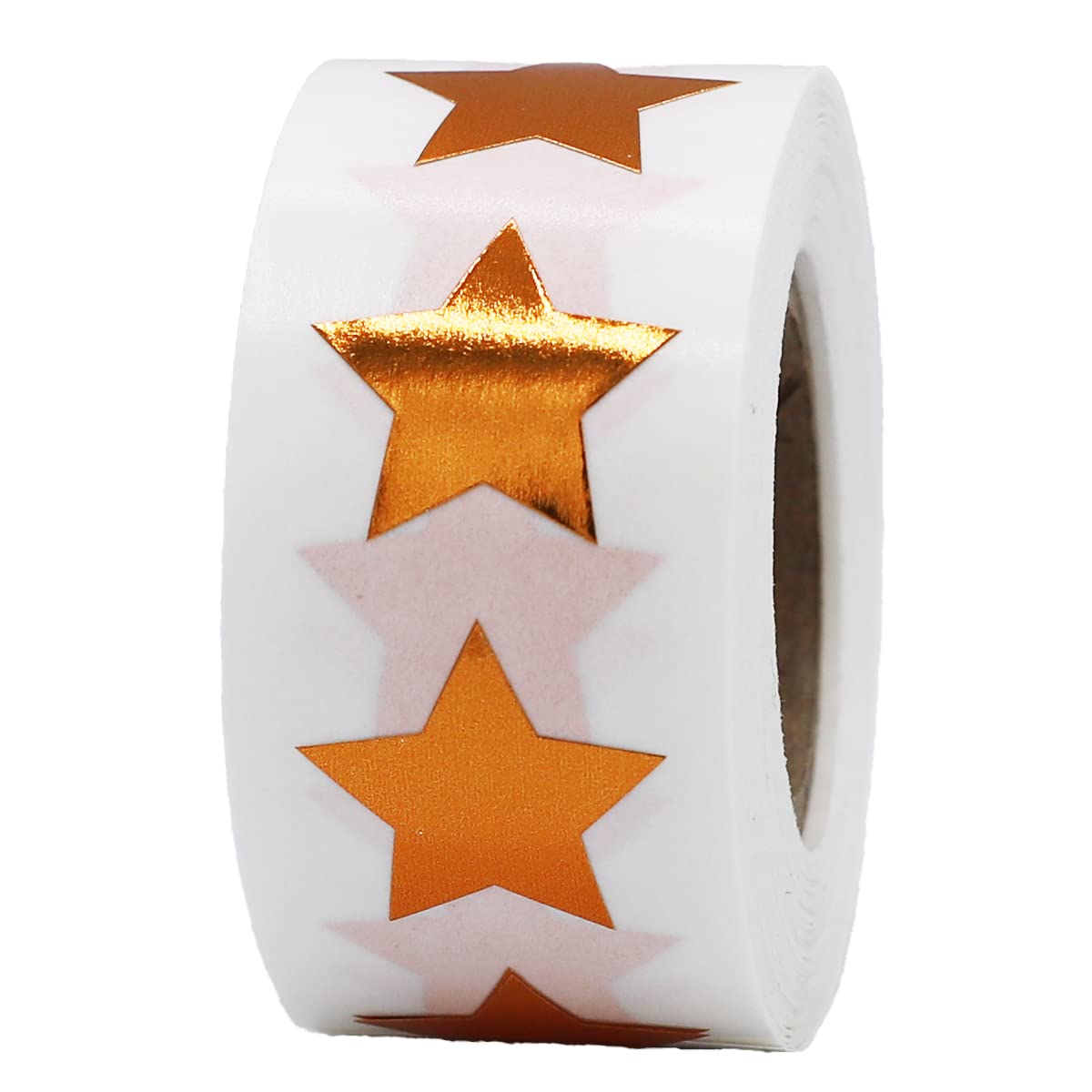 Metallic Bronze Star Stickers, 3/4 Inch, 500 Metallic Plastic Labels per Roll - Perfect for Rewards, Decorations, and Crafts in Schools, Offices, and