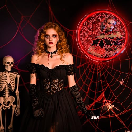 Image of Gothic Rose Window Mirror Neon Sign for Wall Decor, LED Spooky Cathedral Mirror Art, Gothic Home Accent for Bedroom Living Room, Unique Gift for Gothic Aesthetic Lovers 13.5〞x 13.5〞