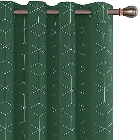 Deconovo Functional Eyelet Blackout Curtains, Diamond Foil Printed Curtains, Thermal Insulated Curtains for Boys Bedroom, 52 x 72 Inch(Width x Length), Chocolate, One Pair