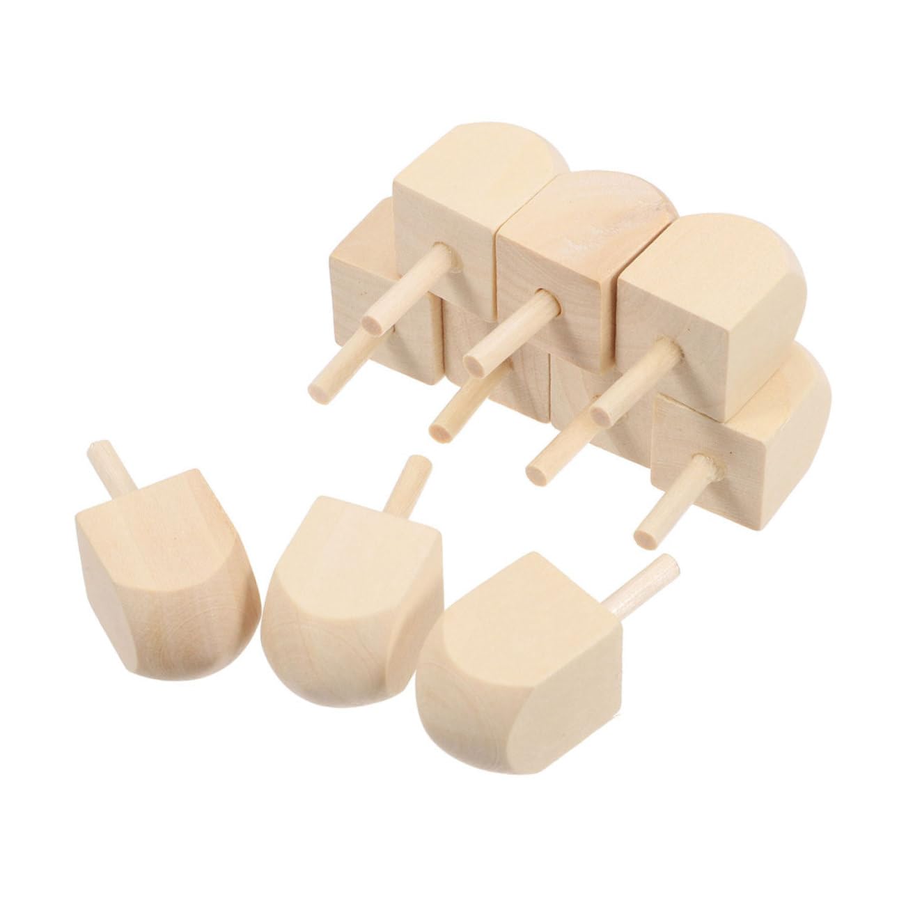ORFOFE 10pcs Blank Wooden Spinning Tops for Kids DIY Hanukkah Decorations Unfinished Dreidels Set Family Party Supplies Traditional Craft Toys