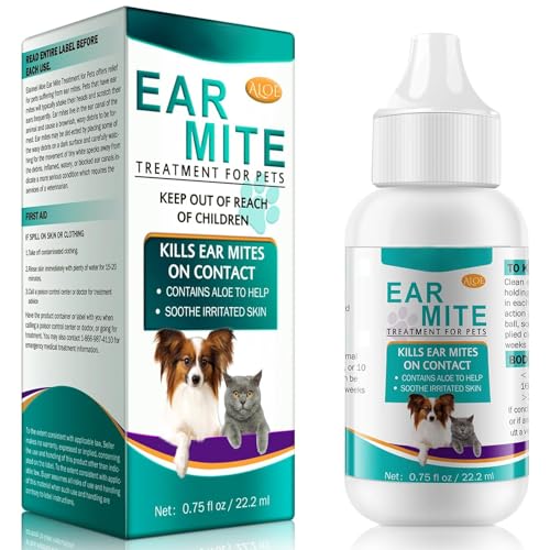22ml Haustier Ohrmilben Reinigungslösung, für Hunde und Katzen,Lindert Juckreiz, bekämpft Ohrmilben & reinigt Ohren, Reinigt & beruhigt gereizte...