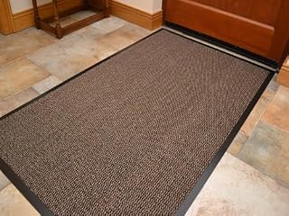 TrendMakers BIG EXTRA LARGE GREY AND BLACK DOOR MAT BARRIER MAT PVC EDGED ANTI SLIP KITCHEN ENTRANCE OFFICE HALLWAY RUNNER MATS DOORMAT FLOOR MATS 120X180CM (6X4FT)