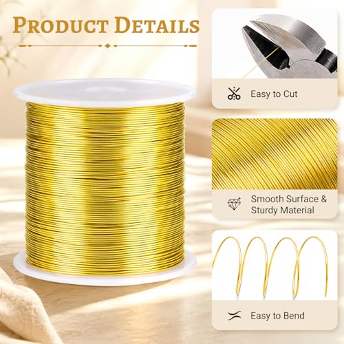 Image of Tenn Well 213ft 26 Gauge Jewelry Wire Copper Gold Bendable for Jewelry | Bendable metal wire for sculpting, floral making, wreath making, wire wrapping, Christmas