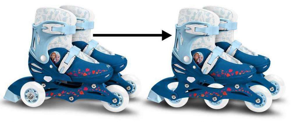 Stamp- Patins en Ligne Two in One 3 Roues LA Reine des NEIGES II 27-30 Disney Anna, Elsa, RN244301, Blue White, Tailles
