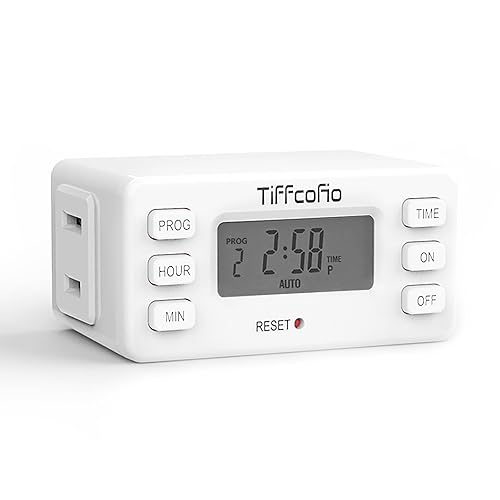 TiFFCOFiO Toma de temporizador de luz digital para interiores, temporizadores programables de 24 horas para tomas de corriente, temporizador de