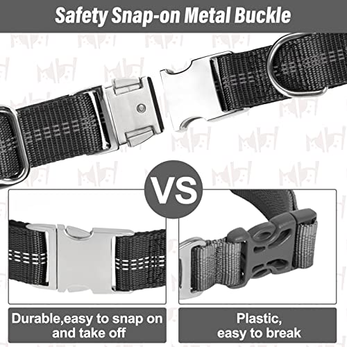 Beautyzoo Reflective Dog Collar For Small Medium Large Dogs With Metal Buckle, Nylon Soft Neoprene Padded Collars For Boys And Girls Dogs Pets Puppy With Heavy Duty Quick Release Buckle(M, Black) #TOP5