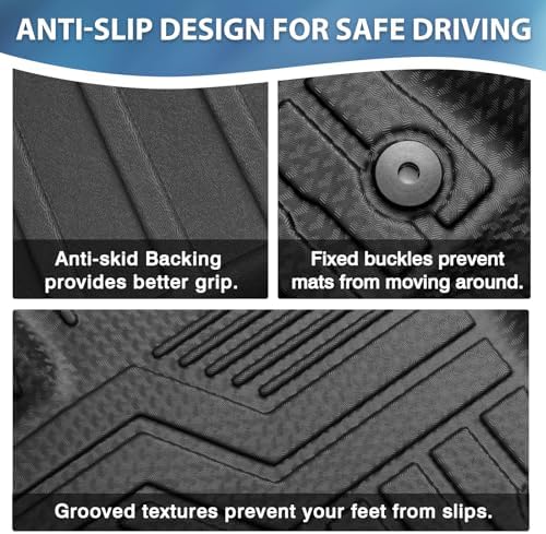 FIILINES 3D All Weather Floor Mats for Mazda CX-5 2017-2025, 1st & 2nd Row Waterproof Anti-Slip TPE Floor Liners Black — view 4