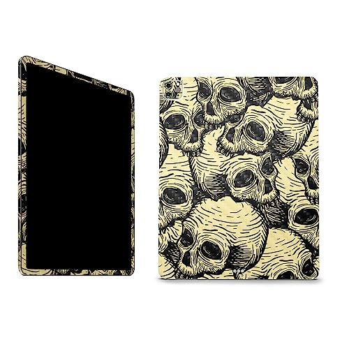 Image of MightySkins Carbon Fiber Skin Compatible with Apple iPad Pro 12.9 inch M2 6th Gen (2022) Full Wrap Kit - Inked Skulls | Protective, Durable Textured Carbon Fiber Finish | Easy to Apply | Made in The USA