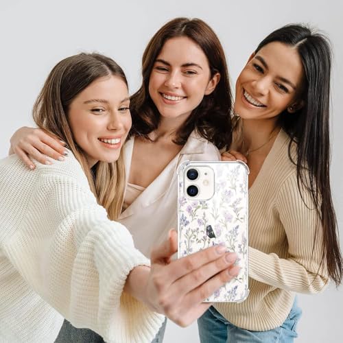 Coque antichoc iPhone 12 Pro transparente fleurie avec protège-écran rigide