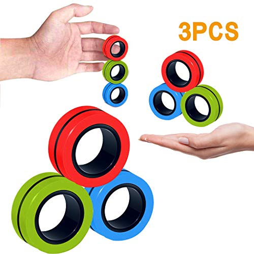 N/C 3PC Professional Decompression Toys Magnetic Bracelet Ring Unzip Toy Magic Ring Props Finger Therapy Training Relieves Stress Reducer, ADHD, Anxiety, Fidget and Autism