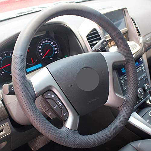 Loncky Genuine Leather Steering Wheel Cover For Chevrolet 2008-2013 Silverado 1500 /Silverado 2500 3500/2007-2014 Tahoe/2007-2014 Suburban 1500 /2007-2013 Avalanche 1500/2009-2015 Traverse/Express #TOP1
