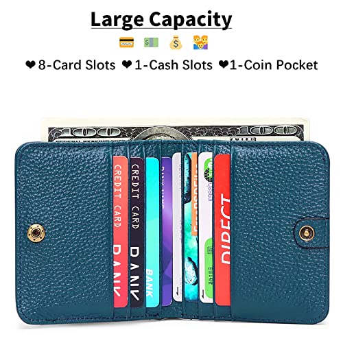 Real Leather Small Wallet for Women Coin Pouch RFID Blocking Bifold Credit Card Holder Mini Wallet for Ladies (Blue)2