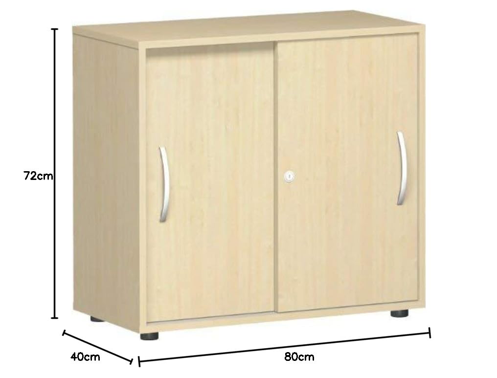 S-382501-AH Schiebetürenschrank Mailand 2 OH mit Standfüßen, 80 x 40 x 75,2 cm, ahorn