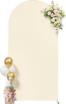 Beige Arch Cover 6ft Spandex Beige Wedding Arch Backdrop Cover for Birthday Party Baby Shower Balloon Arch Stand Cover Baby in Bloom Bridal Shower Photo Arch Covers Stretchy Backdrop Decorations
