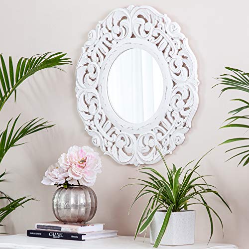 Habitat Temora Decorative Mirror, Distressed White #TOP4