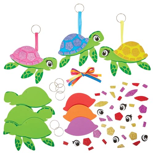 Baker Ross FN189 Schildkröte Mix & Match Taschenanhänger - 6er-Pack Schlüsselanhänger Bastelset zum Zusammenstellen