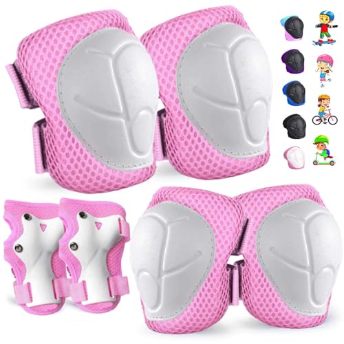 Kids/Youth Protective Gear Set - Adjustable Knee Pads, Elbow Pads, Wrist Guards for Skateboarding, Skiing, Cycling, Running, Scooter - Boys & Girls, Ages 3-14