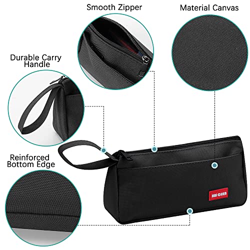hoinya Pencil Case, Pencil Case for Girls and Boys Large Capacity Pencil Pen Pouch Bag with Compartments, Big Supplies Organizer for Women, Aesthetic Pencil Bag for Kids and Students, Black - Image 3