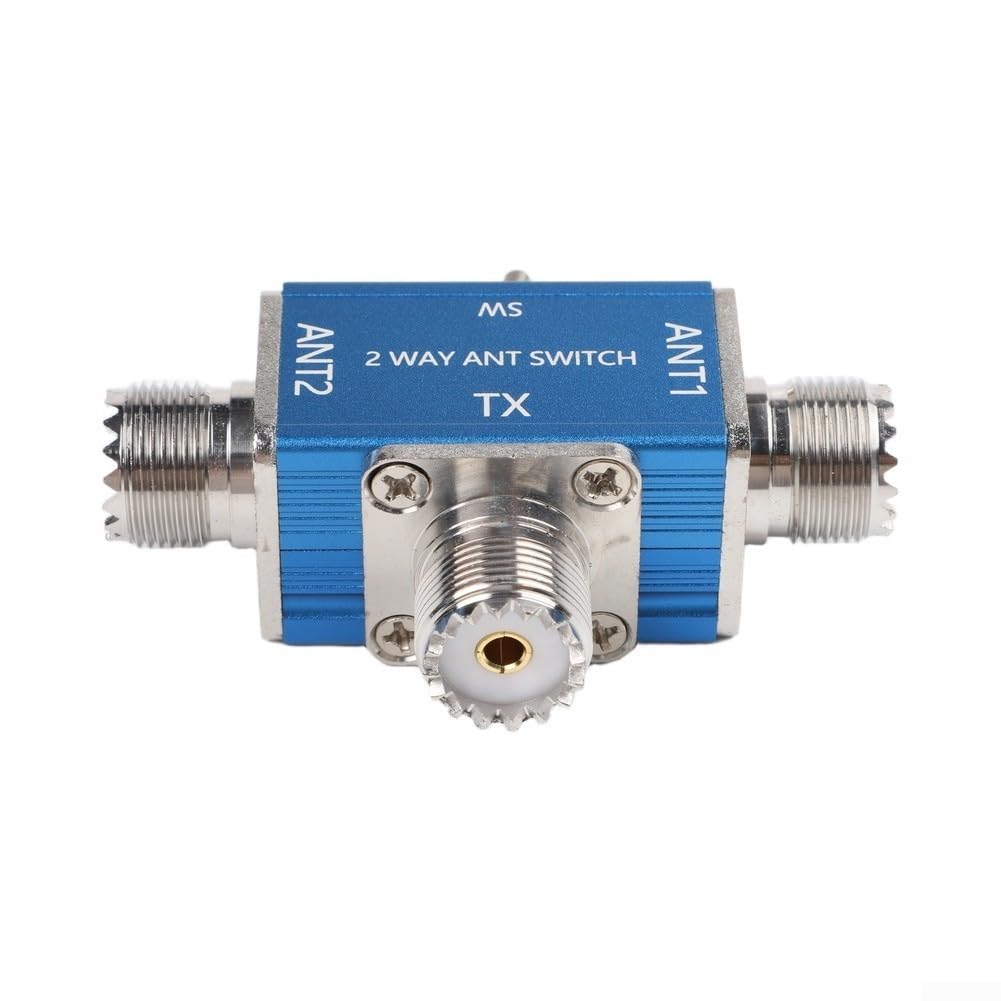 Interruptor coaxial manual, 1 entrada, 2 salidas, 0-50 MHz, 100 W, interruptor HF para radioaficionados CB - Aleación de aluminio para antena de aleación de aluminio con protección de tierra (SL-16)