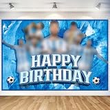 5x3FT Soccer Themed Happy Birthday Banner, Happy Birthday Decorations, Party Decorations, Soccer Fans Party Supplies Photography Decorations