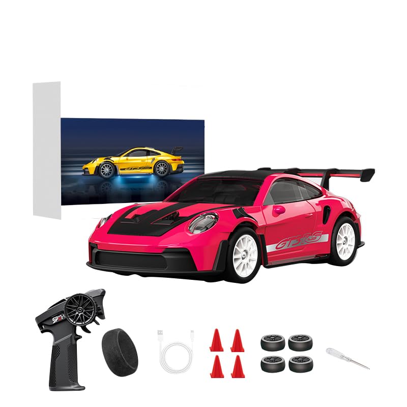 LenyKingPro D43-01 1:43 Scale 2.4G Full Proportional 4WD Alloy RC Drift Car with Gyro System, Silent Bearings, Adjustable Speed & LED Lights for Adults, High Speed Remote Control Racing Car