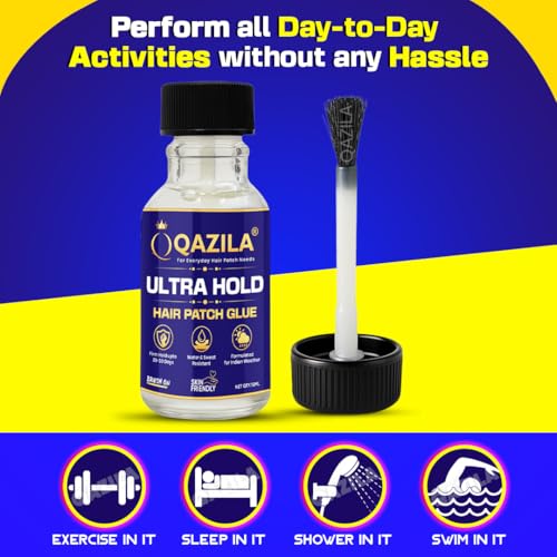 Image of Qazila Ultra Hold Glue for Hair Patch | Hair Wig Glue | Water & Sweat Resistant | Hold upto 20-30 days | Skin-Friendly | Suitable For Indian Weather | Acrylic Base | 15 ml