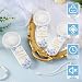linastu 50 Pcs Mini Electric Handheld Fans for Wedding Guests Bulk, Portable Wedding Fans Battery Powered with Flower & Thank You for Celebrating with Us Patterns, Battery Not Include (White Blue)
