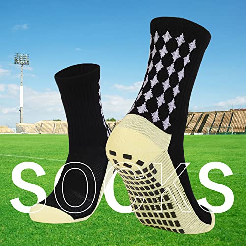 L04Ayaby Soccer Socks Black Mens Athletic Socks Non Slip Grip Socks For Men 9-12 Crew Running Football Cushioned 4 Pack #TOP5