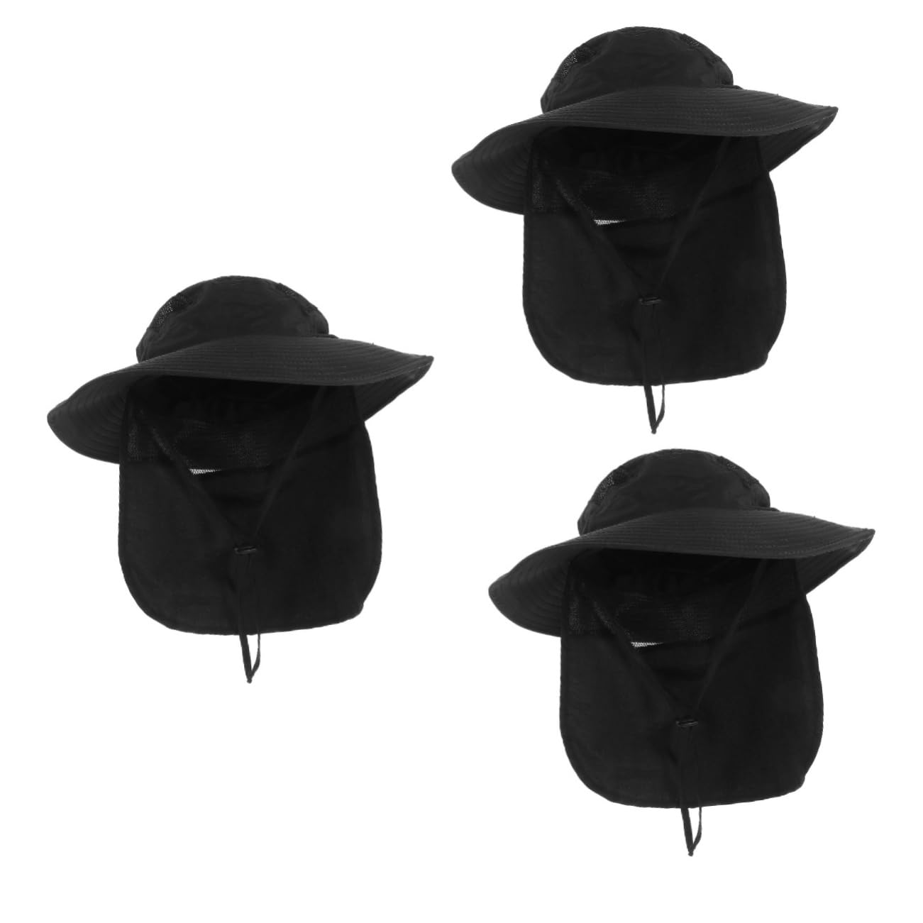 BESPORTBLE 3 Pezzi Cappello da Sole All'aperto Cappello Traspirante Berretto Parasole Berretto da Pesca Cappello da Sole Estivo Cappello Progettato in Rete Berretti da Pesca Stoffa Black