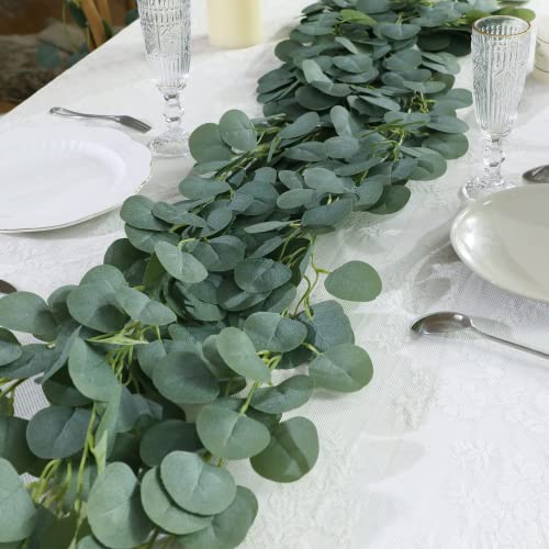 Dolicer 6.5Ft Eucalyptus Garland, Greenery Garland Eucalyptus, Silk Greenery Eucalyptus Leaves Vines, Fake Eucalyptus With Fake Leaves, Faux Silver Dollar Eucalyptus Hanging Vines For Room Table Decor #TOP1