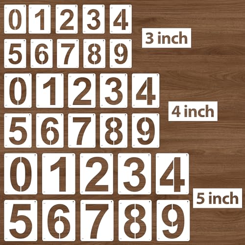 3 4 5 Inch Number Stencils 30Pcs Plastic Reusable Washable Curb Stencil Kit for Address Painting 0-9 Large Number Custom Stencils Digital Templates for Spray Painting DIY Crafts Address Signs