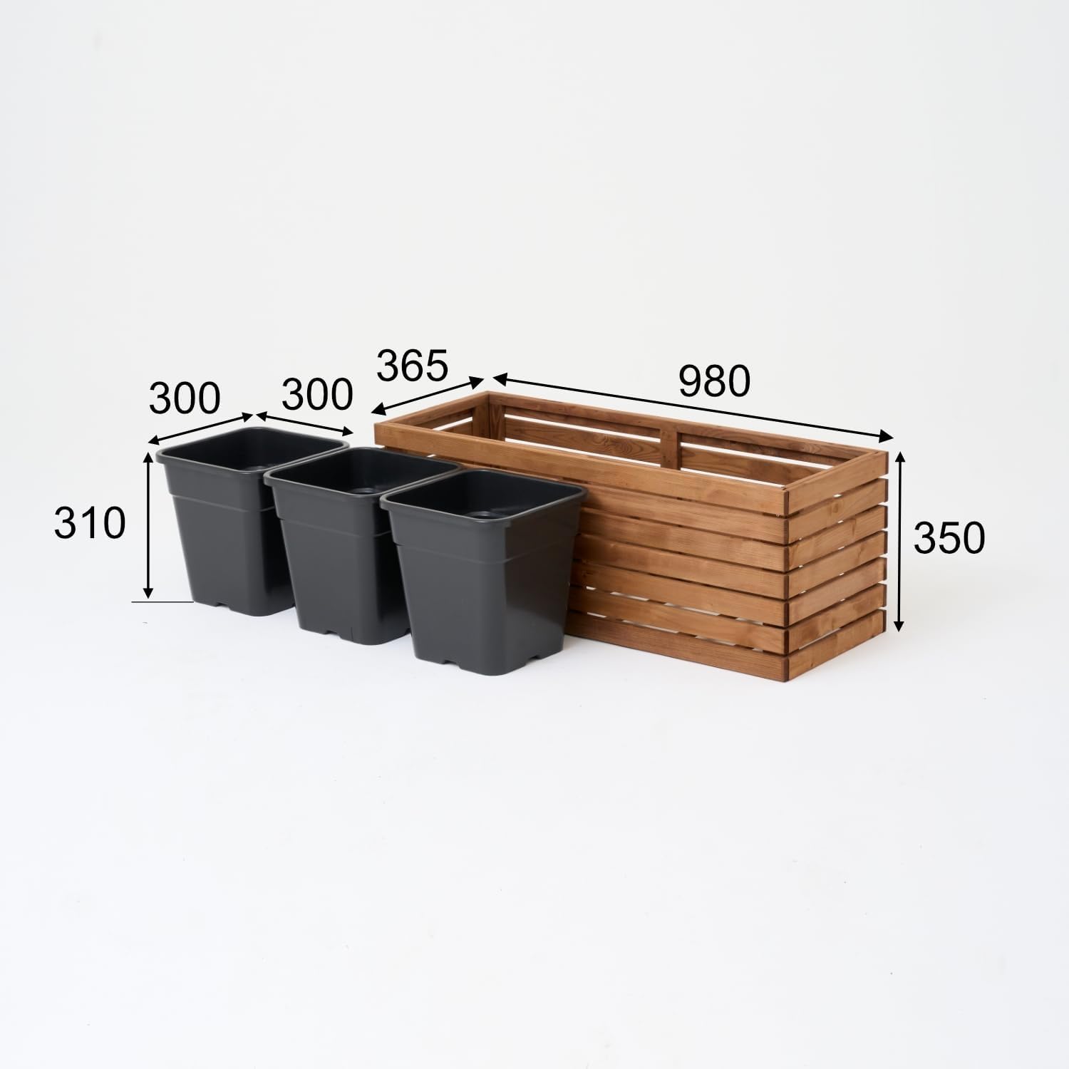 Fioriera in legno marrone da montare – Vaso rettangolare grande per giardino e balcone – resistente alle intemperie con inserto da 18 l – fioriera fai da te (marrone orizzonte, 98 x 36 H35)