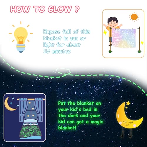 Catalonia Classy Kuscheldecke Kinder Leuchtet im Dunkeln Einhorn, Weich Flauschig Fleece Plüsch Kinderdecke für Sofa Bett, Kuschelig Warme Geschenk Decke für Mädchen, 150 x 130 cm, Einhorn