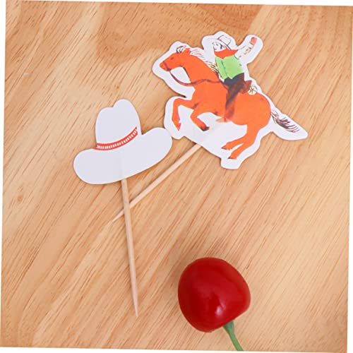HONMEET 48 Pçs Cupcake Topper Leupold Hat Cowboy Cupcake Toppers Palitos De Bolo Decorações Palitos