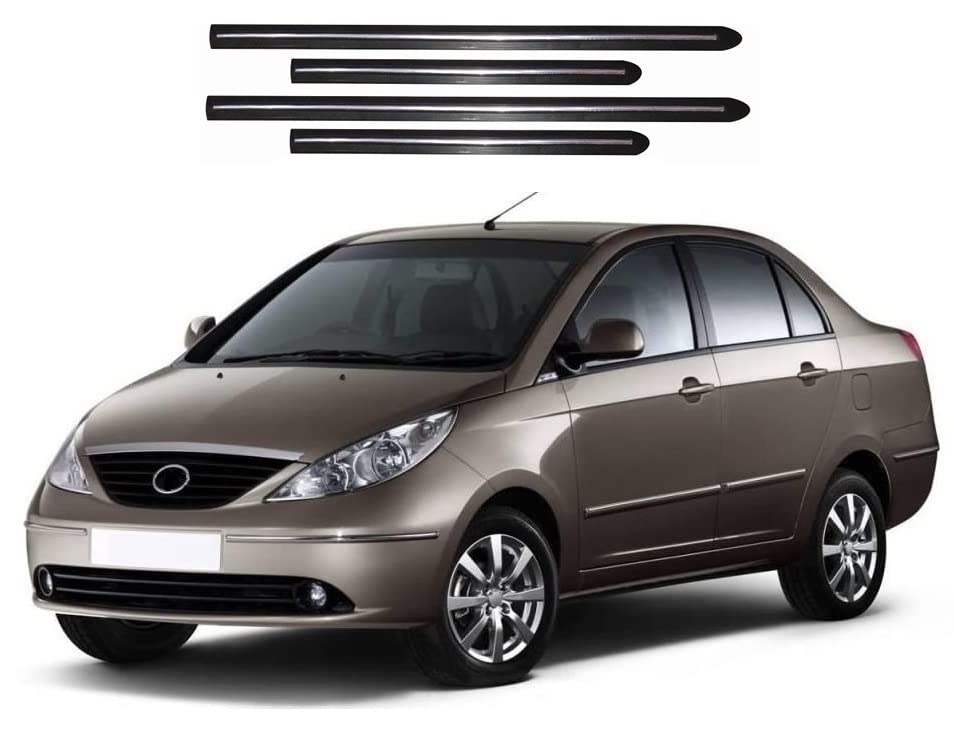Car Side Beading Black with Single Chrome Line Strip Suitable for Tata Indigo Manza (2009-2016)-image-19