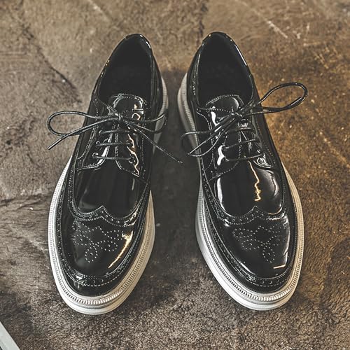 Men's Leather Wingtip Dress Sneakers Comfort Lace Up Brogue Oxfords for Casual Fashion Walking Daily Wear2
