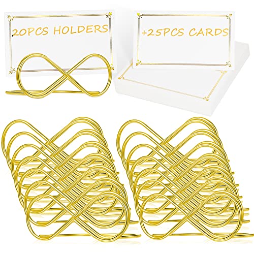 20PCS Foto Soportes Tarjeta+25PCS Tarjetas de Mesa,Espacio Tarjetas,Tarjetas de Boda,Porta Tarjetas de Mesa de Elegante,Tarjetas de Nombre,Titular de Tarjeta de Mesa de Kraft en Blanco para Nombre Cover
