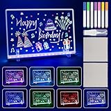 MXTIMWAN Lavagnetta in Acrilico con Luci LED, 30 x 20 cm Lavagna Promemoria LED con 7 Colori Penna e Supporto, Tavola da Disegno a LED para Tiendas, Bares, Fiestas de Cumpleaños