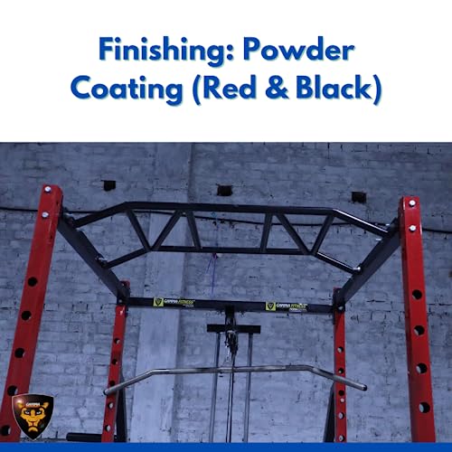Image of Gamma Fitness Steel Power Squat Rack PR-27 with LATS Pull Down, Rowing Land Mine, Multi-Step Chinning for Home Gym Or Commercial Gym Purpose (Red, Black)