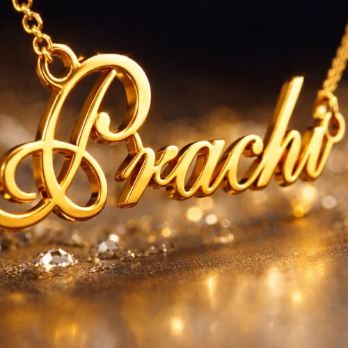 Image of Prachi Cursive Gold & Silver Name Pendant Necklace, Best Jewelry Gift for Girls.