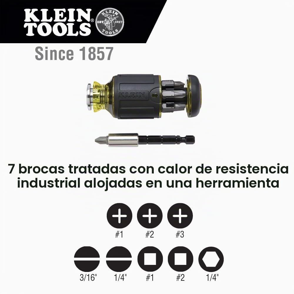 Klein Tools 80037 - Juego de herramientas de destornillador, precisión de bolsillo multibroca y longitud ajustable, 2 piezas, negro/amarillo