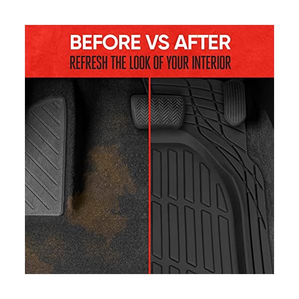Motor Trend FlexTough Floor Mats for Cars, Black Deep Dish All-Weather Car Mats, Waterproof Trim-To Fit Automotive Floor Mats for Cars Trucks SUV, Universal Floor Liner Car Accessories - Image 6