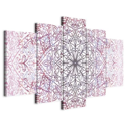 Cuadros B&D XXL - Cuadro en Lienzo 150x75 cm Mandala 5 piezas - Impresión en material tejido no tejido cuadros decoracion salon modernos lienzos decorativos dormitorios - Ornamento Zen f-C-0132-b-p