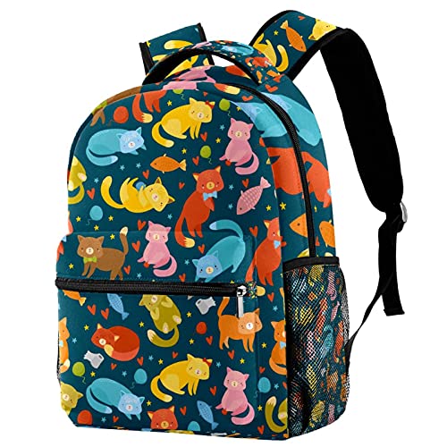Sac à dos sans couture motif chats multicolores voyage et campus