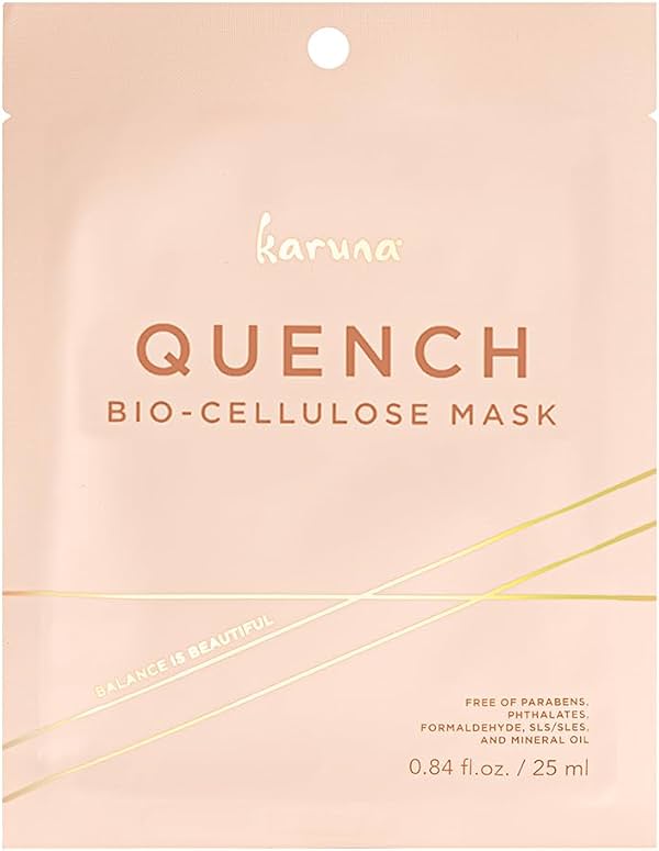 Karuna Skin - Mascarilla Facial de Biocelulosa QUENCH para Piel Seca y Opaca, Refrescante y Rejuvenecedora, Cuidado Facial Hidratante con Trufa Negra, Mascarilla de Sábana para Líneas Finas y Arrugas, 0.74 Tipo de Piel Seca 1 Unidad (Paquete de 1)