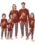 SUNNYBUY Family Christmas Pjs Matching Sets,Holiday Pajamas Xmas Jammies for Family or Couples, Red Nosed Reindeer 4T-90