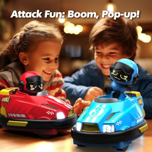 Image of RC Bumper Cars Set of 2 for Kids | Rechargeable Remote Control Battle Cars with Ejecting Drivers | Toy Gift for Boys & Girls Age 4-10