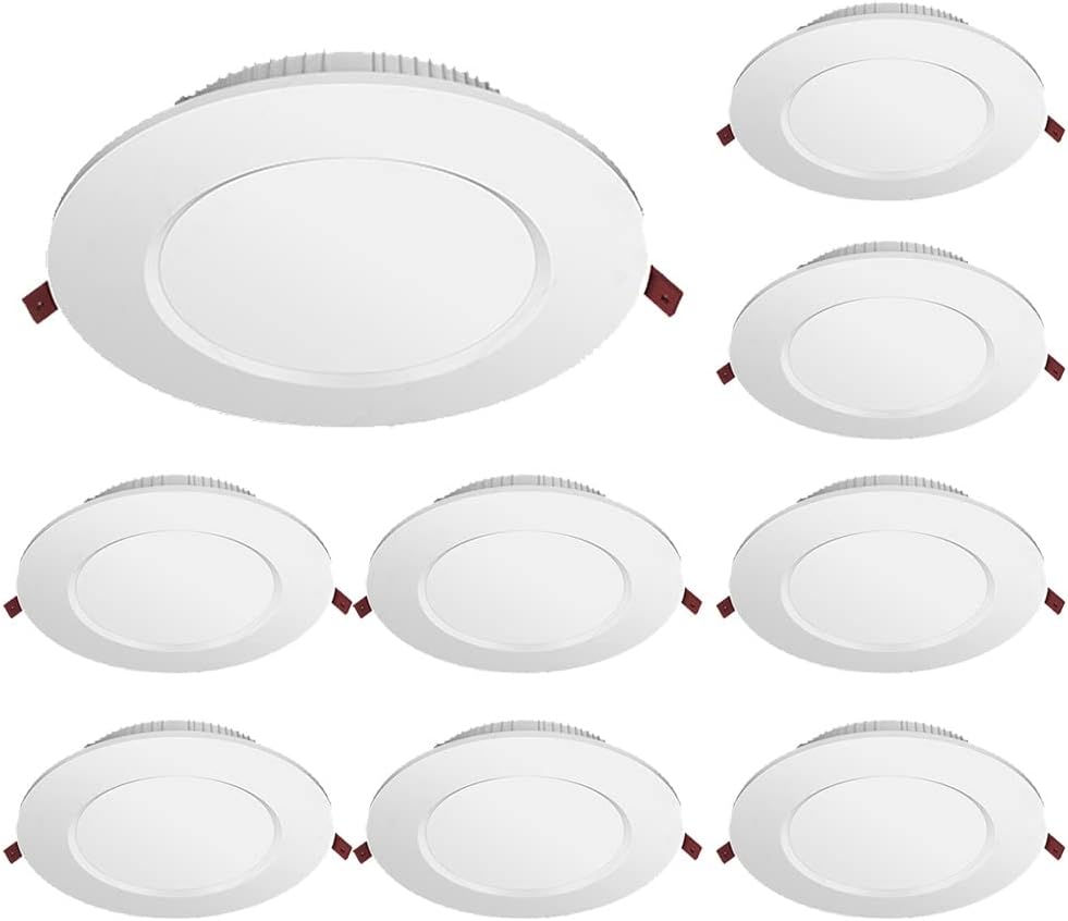 3W,7W,9W,12W,18W,24W LED Recessed Downlight White Kitchen Ceiling Light Flush Mount Led Light Baffle Trim Retrofit Kit 2-8 in Warm Light (3000k), 2/6/9 Count
